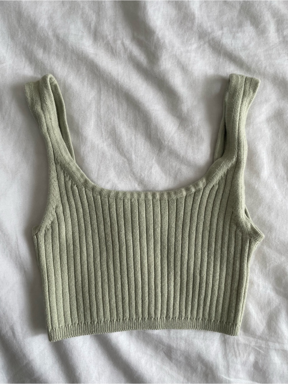 Wilfred Pastel Green Ribbed Crop Top - Picture 2 of 3